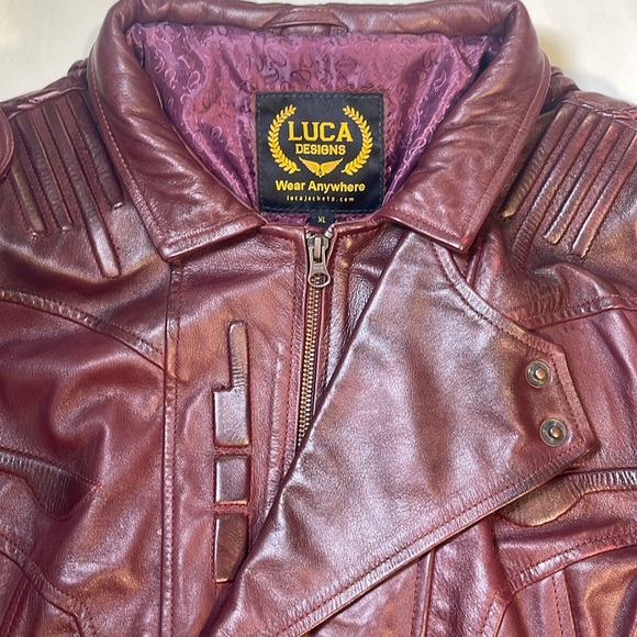 Lambskin real leather cosplay galaxy skylord guardian handmade burgundy maroon - Picture 7 of 15